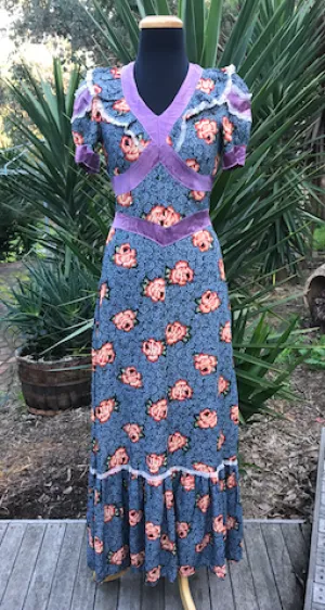 1970s Maxi Dress #C245  FREE AUS  POSTAGE