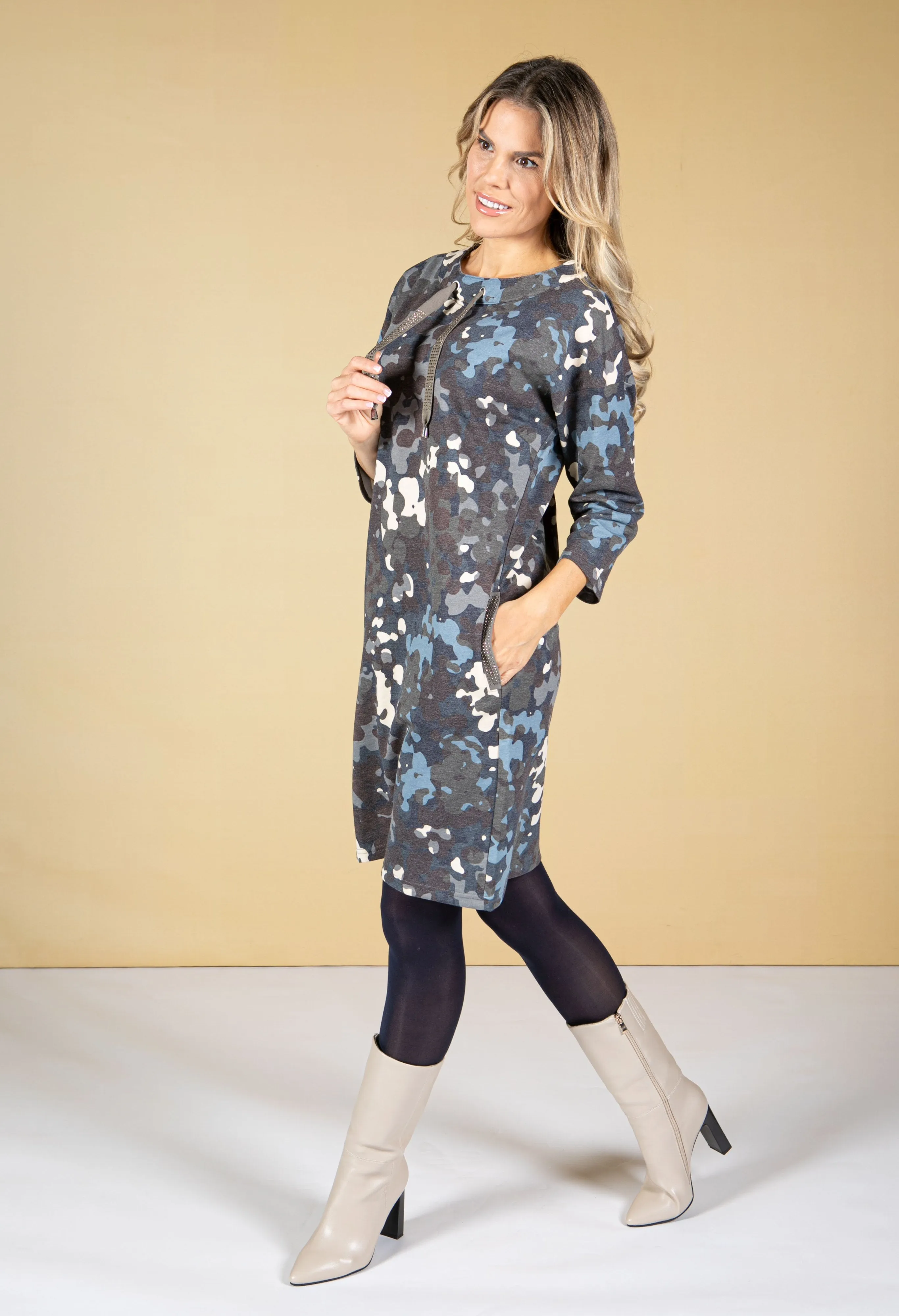 3/4 Sleeve Midi Jumper Dress