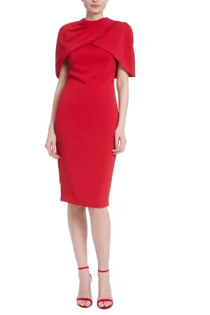 Badgley Mischka Crepe Capelet Sheath Dress