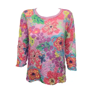 David Cline Natalie 3/4 Sleeve Crew Neck Top - Bright