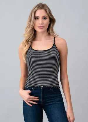 Exposure Stripe Lettuce Hem Cotton Cami