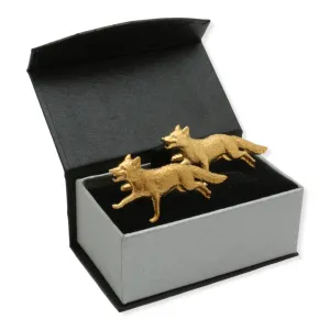 Fox Running Gold Plated 22ct Cufflinks