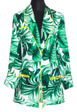 Jungle - Monstera White / Green Blazer (Neon Yellow)