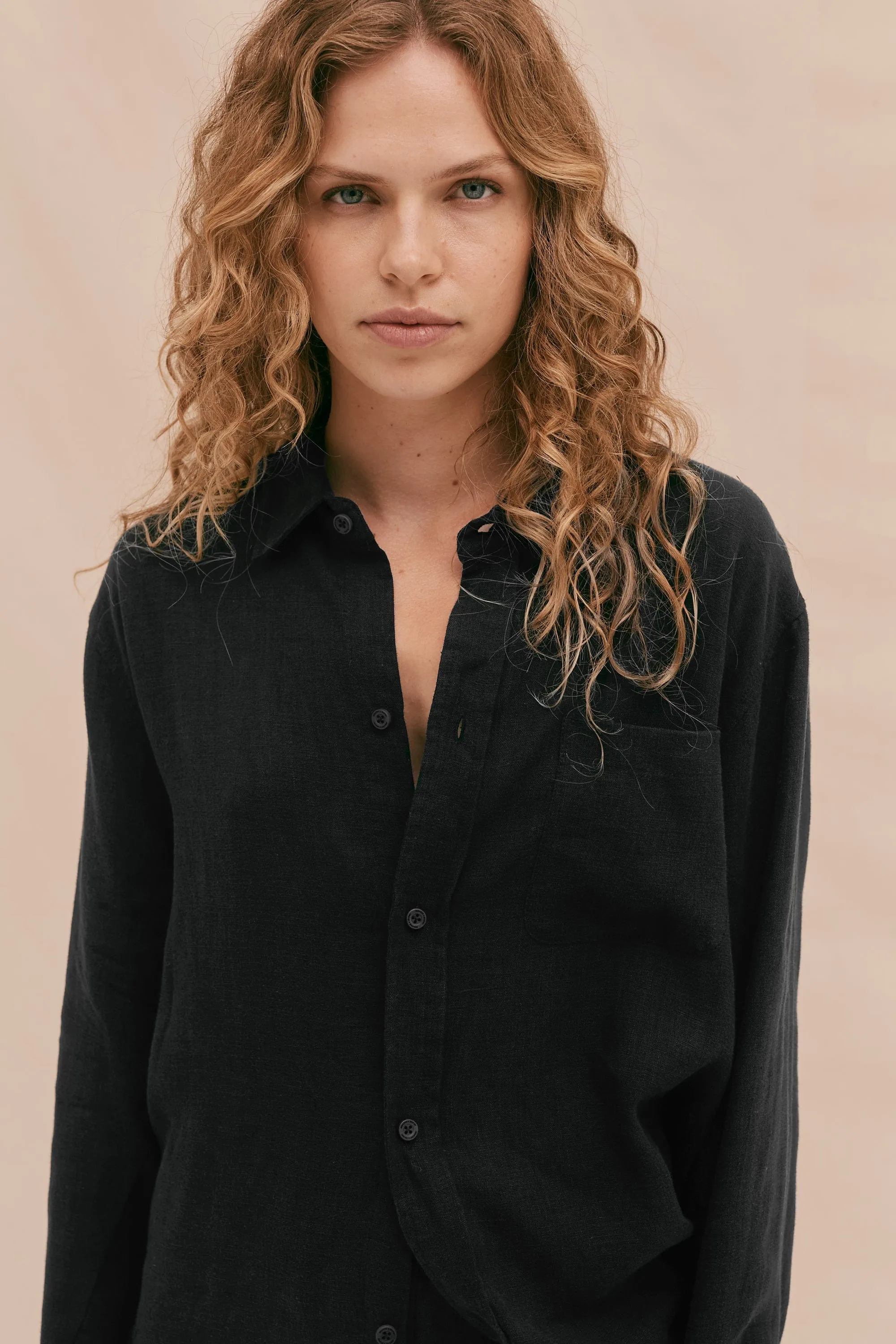 Lounge Shirt Black Linen