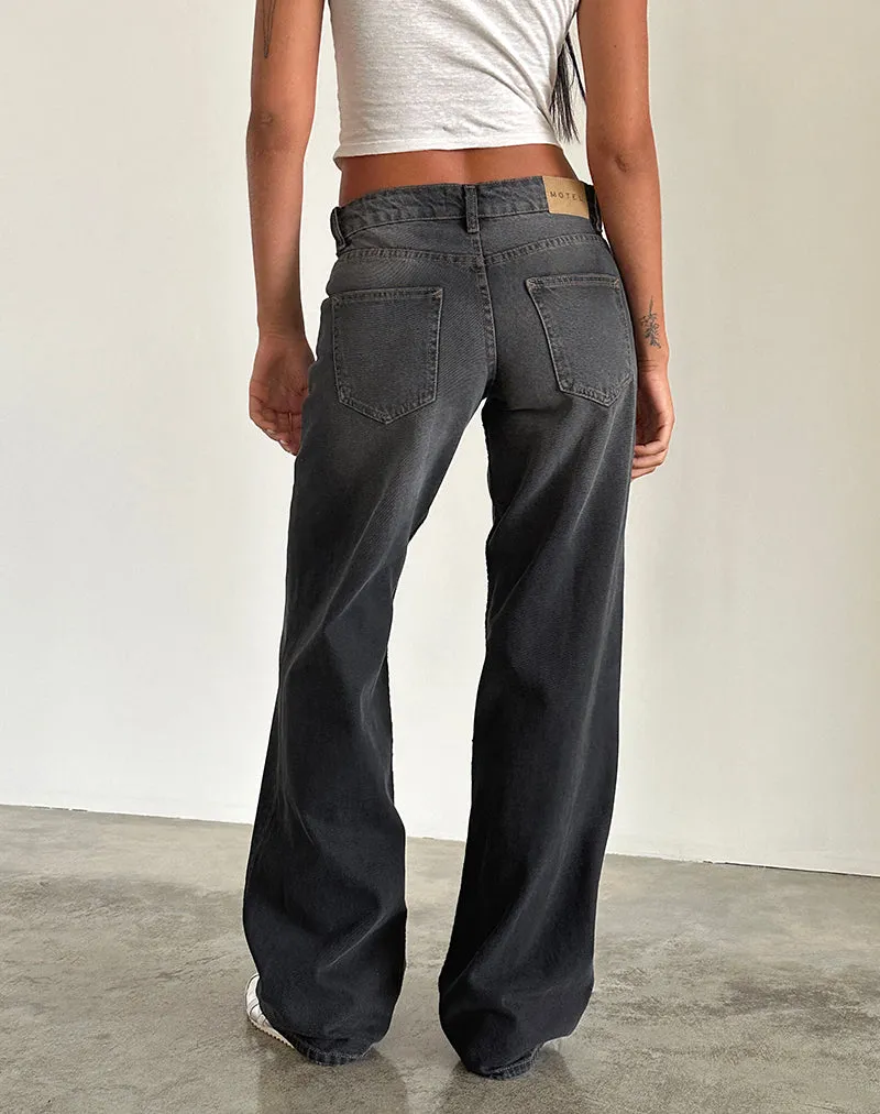 Low Rise Parallel Jeans in Grey Used Bleach