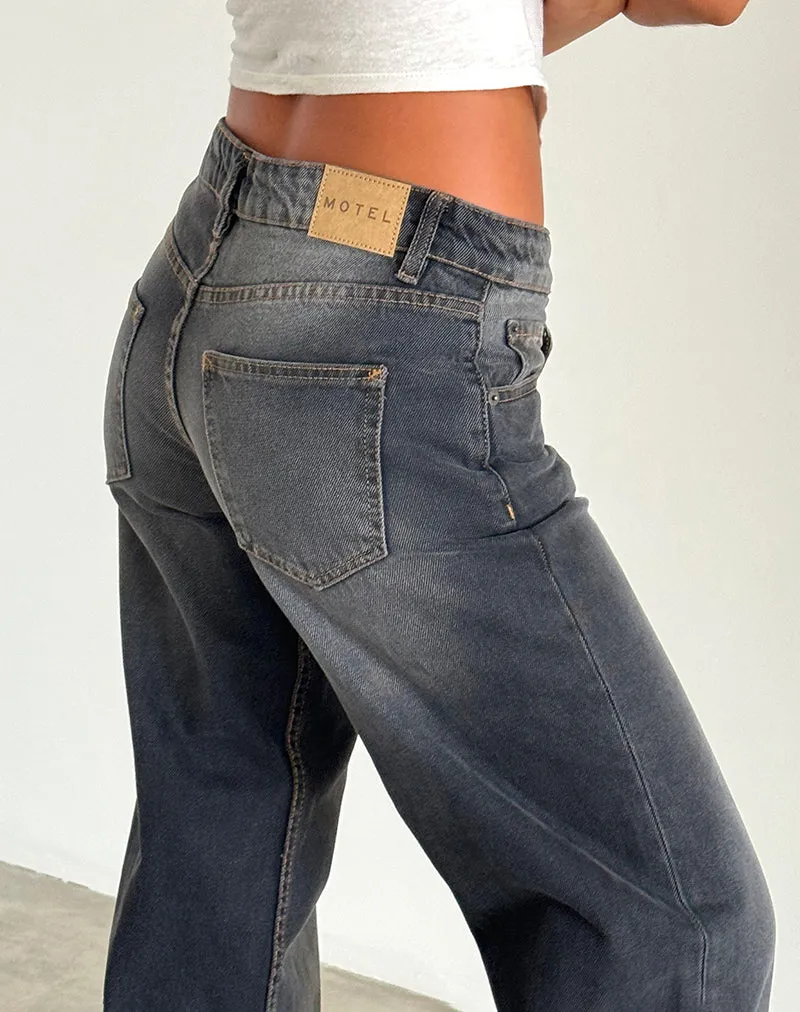 Low Rise Parallel Jeans in Grey Used Bleach