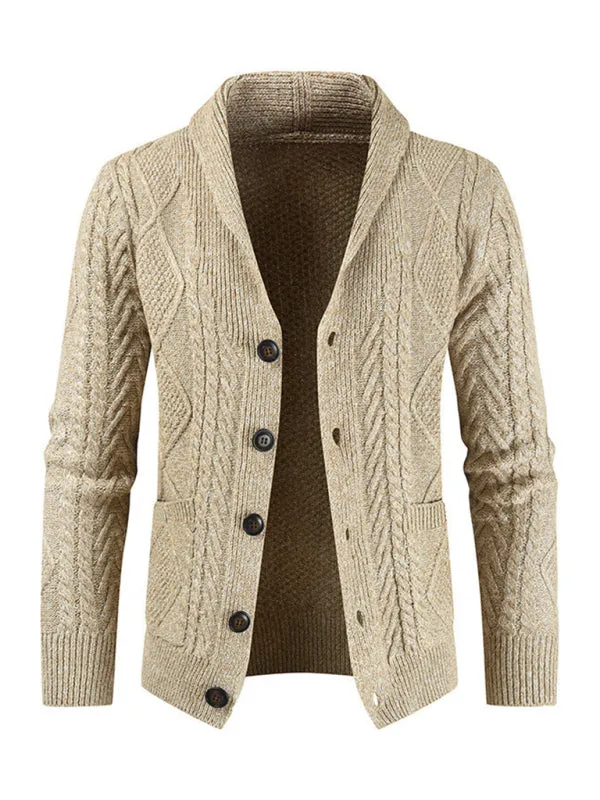 Men's Solid Color Single Breasted Casual Knit Cardigan