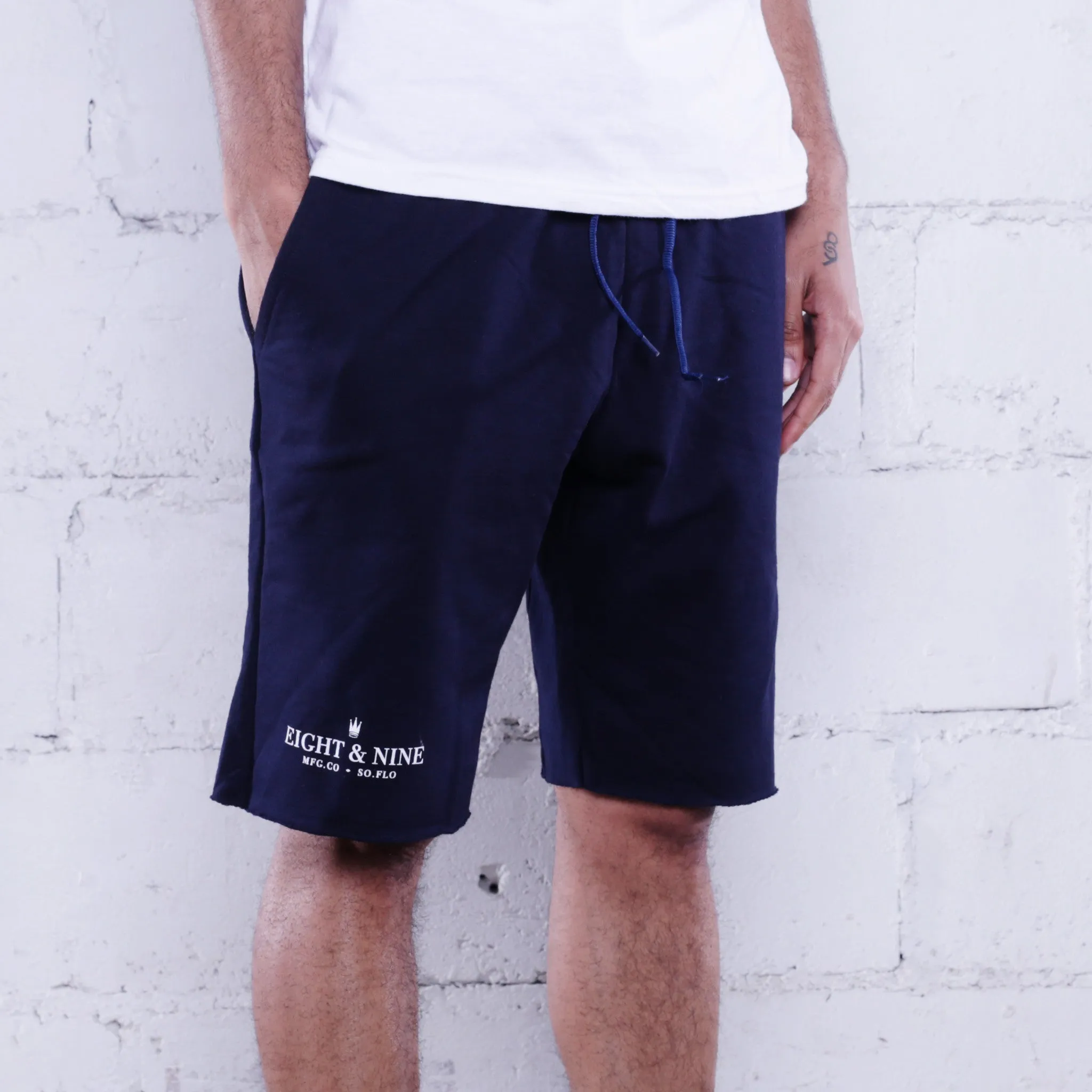 Rolee Premium Terry Shorts Navy w/ White