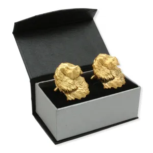 Spaniel Head Gold Plated Cufflinks With Gift Box