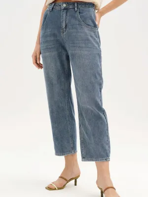 Straight Leg High Waist Pocket Long Jeans