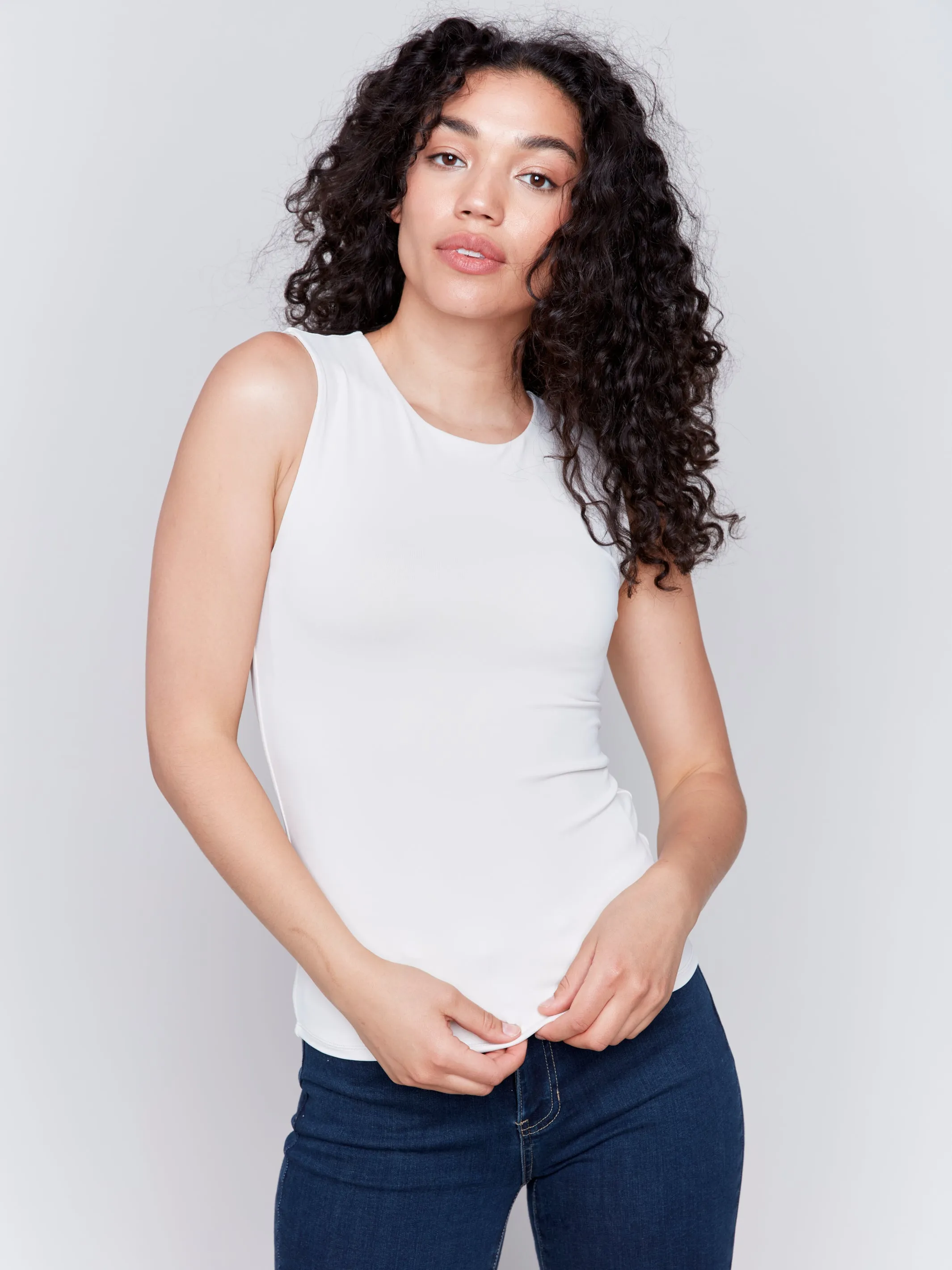 Super Stretch Sleeveless Crew Neck Top