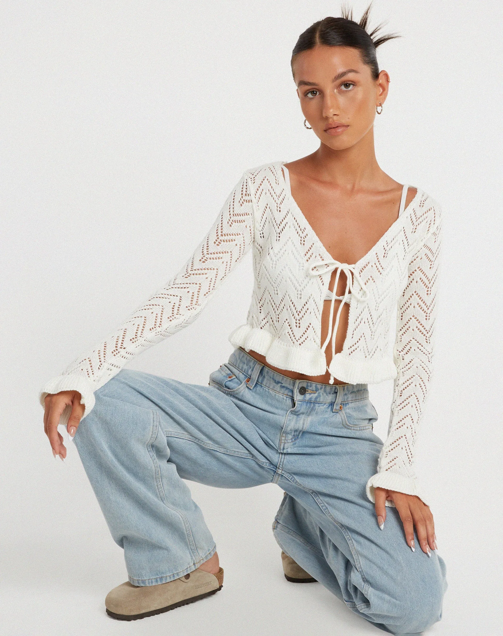 Vella Cardi in Knitted Ivory