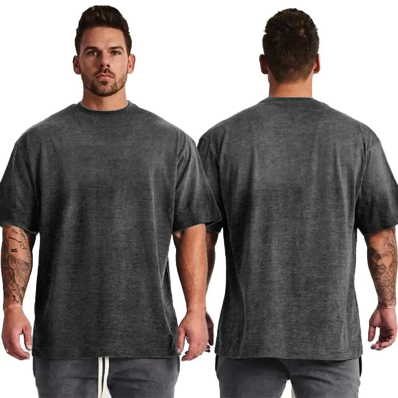 White Plain Blank Drop Shoulder T-Shirts 100% Cotton Casual Heavyweight T Shirts Custom Logo Mens Oversized TShirts