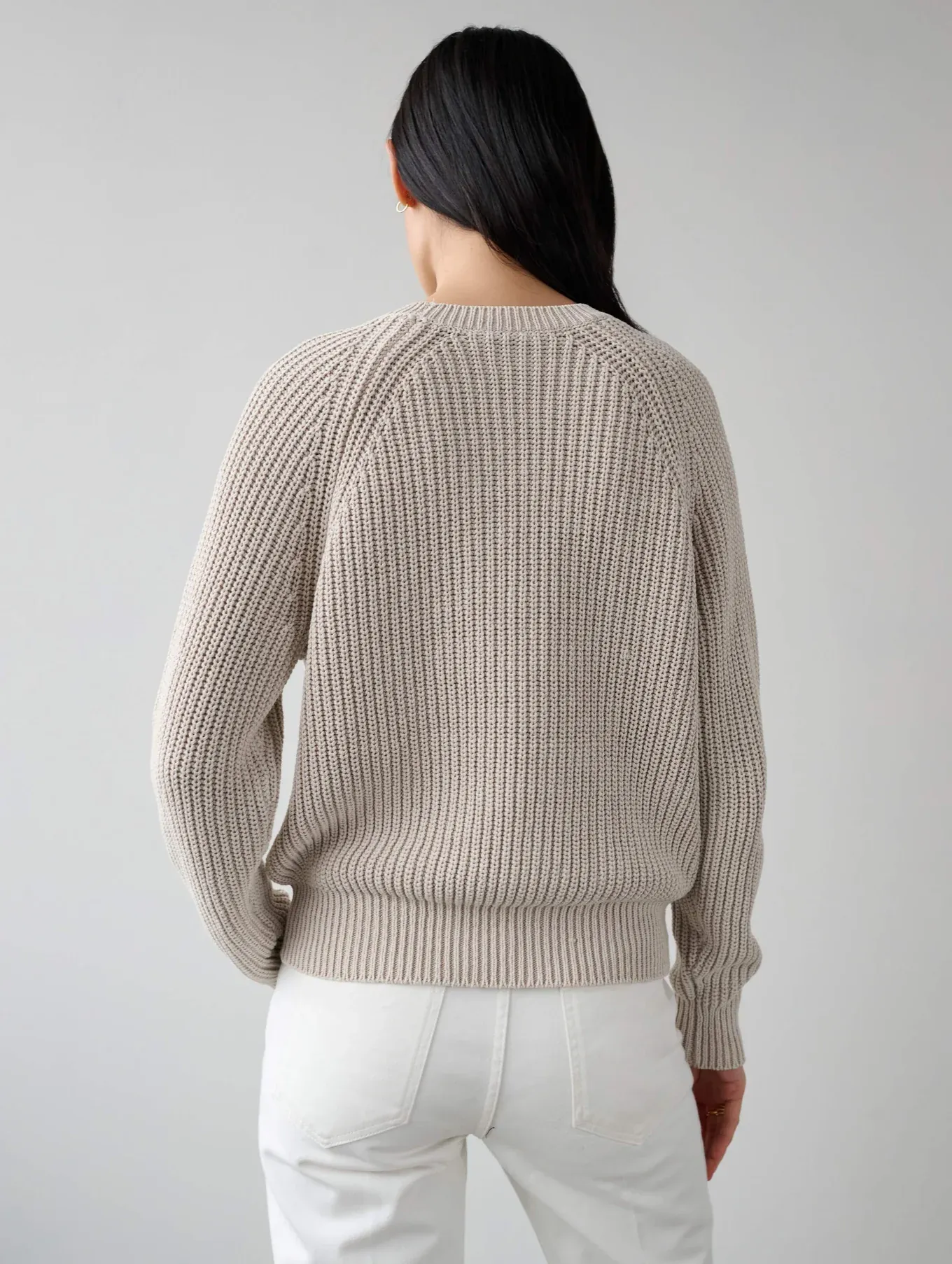 White   Warren - Cotton Tape Ribbed Crewneck in Sandstone Distress