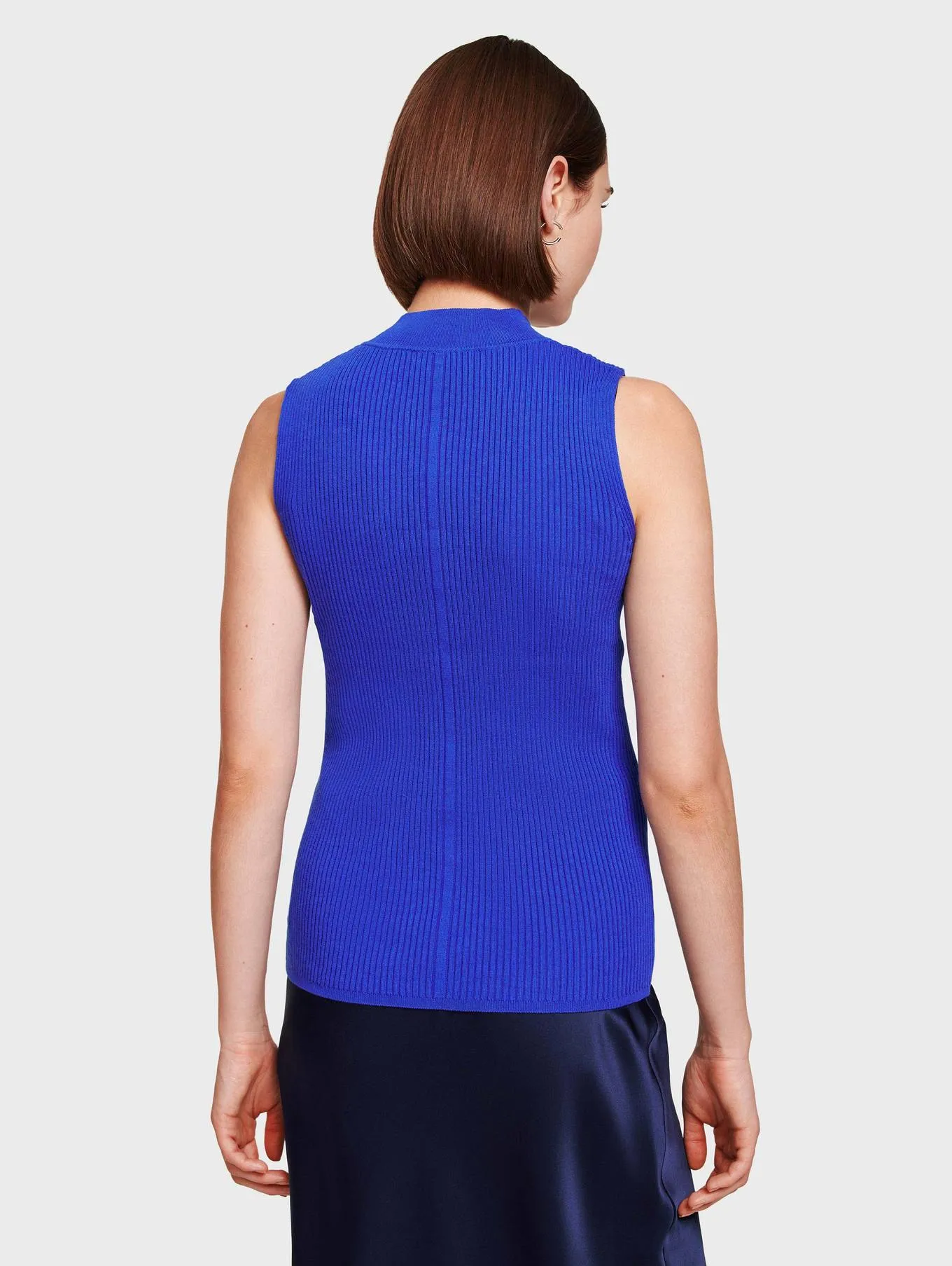 White   Warren - Essential Ribbed Mockneck Tank in Electric Blue