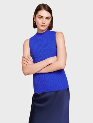 White   Warren - Essential Ribbed Mockneck Tank in Electric Blue