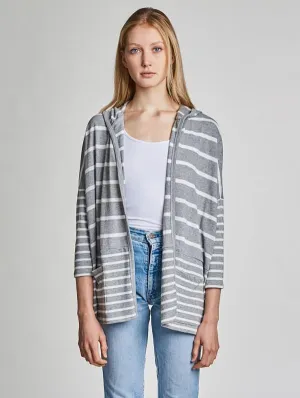 White   Warren- Open Hooded Cardigan 17191 Stripe